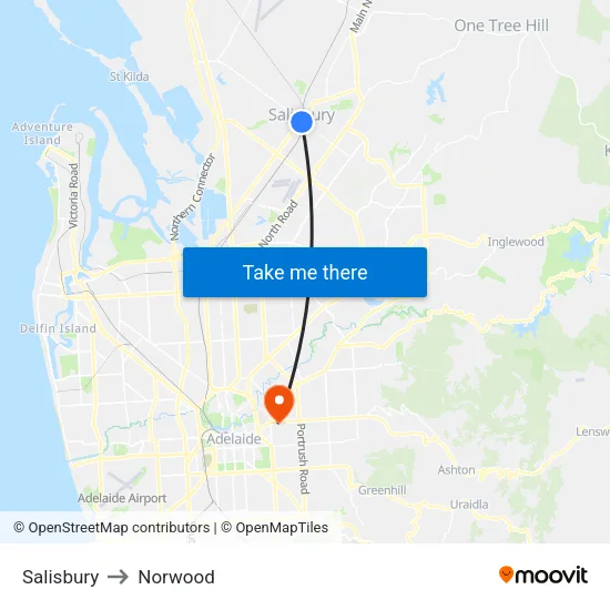 Salisbury to Norwood map