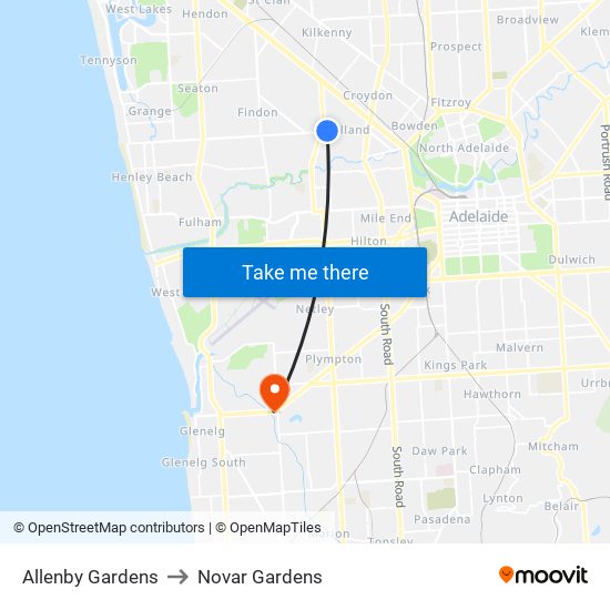 Allenby Gardens to Novar Gardens map