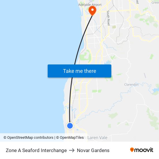 Zone A Seaford Interchange to Novar Gardens map