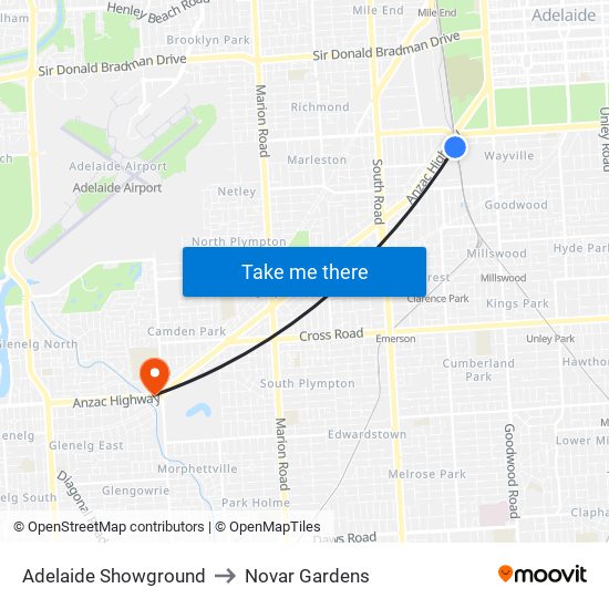 Adelaide Showground to Novar Gardens map