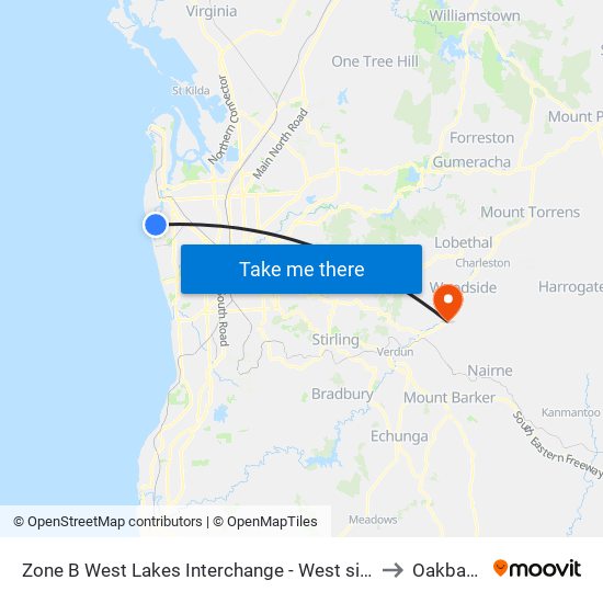 Zone B West Lakes Interchange - West side to Oakbank map