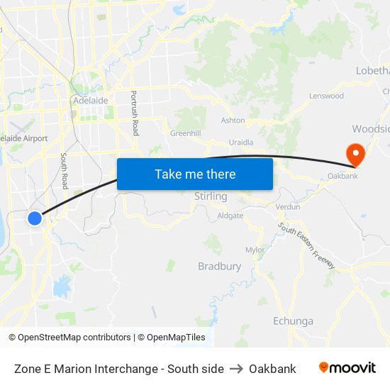 Zone E Marion Interchange - South side to Oakbank map