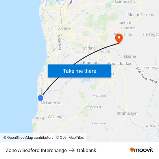 Zone A Seaford Interchange to Oakbank map