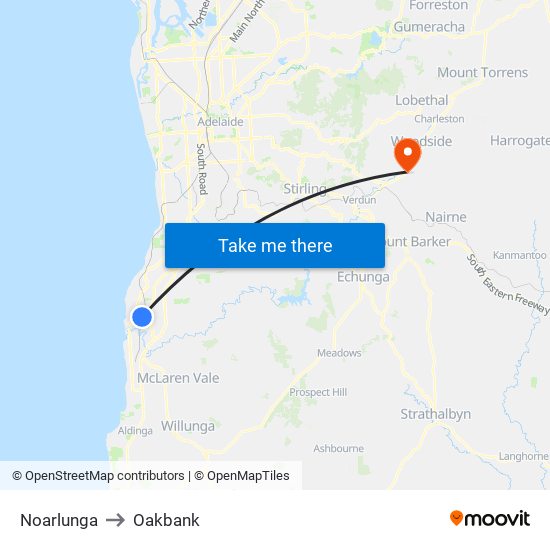 Noarlunga to Oakbank map