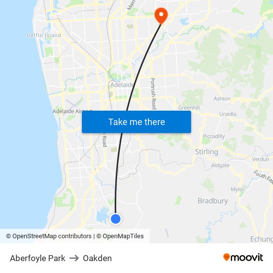 Aberfoyle Park to Oakden map