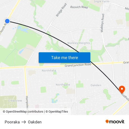 Pooraka to Oakden map