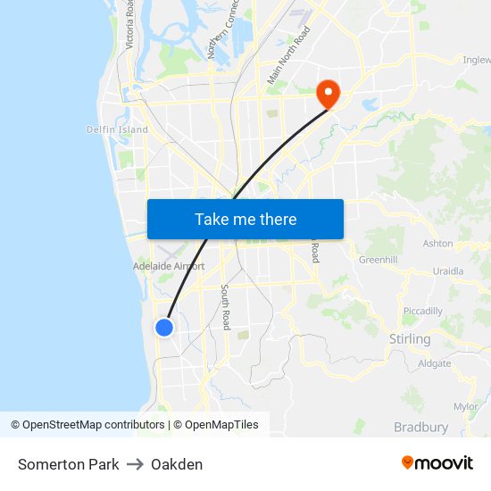 Somerton Park to Oakden map