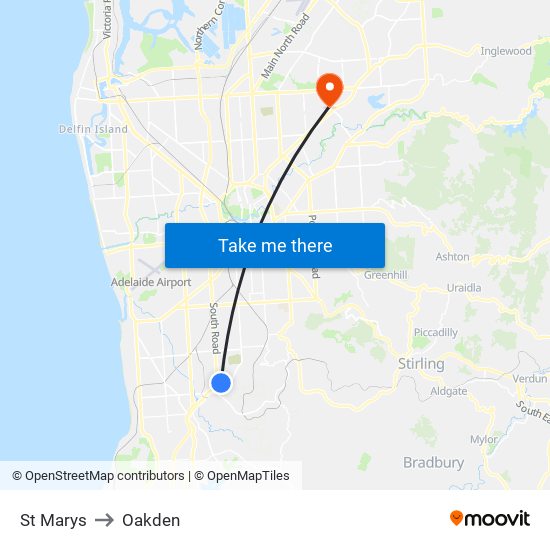 St Marys to Oakden map