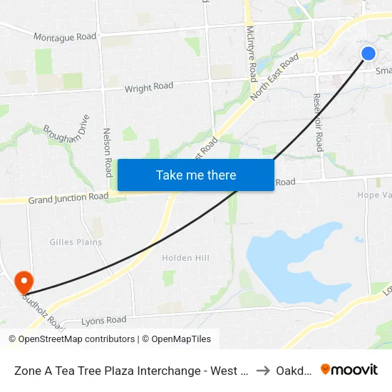 Zone A Tea Tree Plaza Interchange - West side to Oakden map