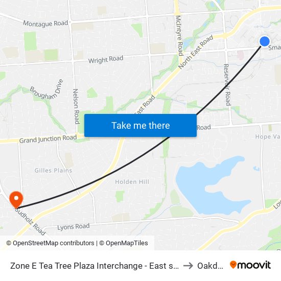 Zone E Tea Tree Plaza Interchange - East side to Oakden map