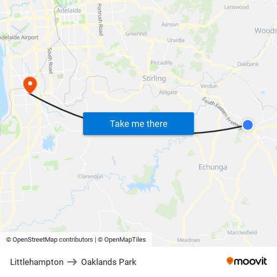 Littlehampton to Oaklands Park map