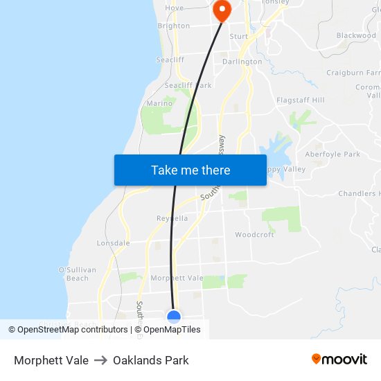 Morphett Vale to Oaklands Park map