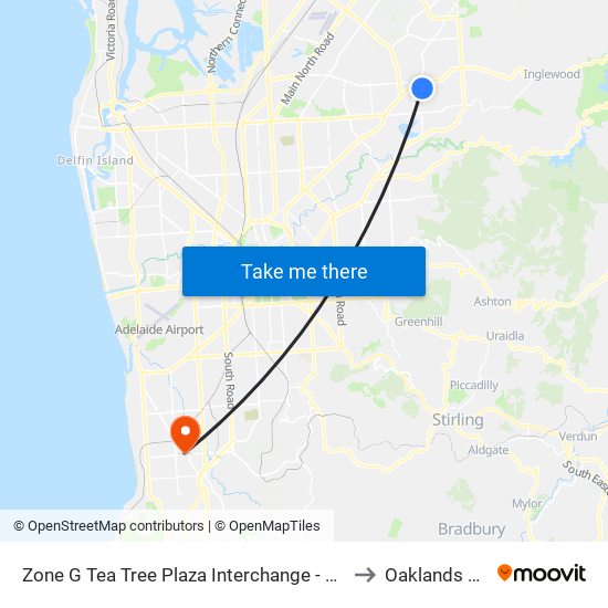 Zone G Tea Tree Plaza Interchange - East side to Oaklands Park map