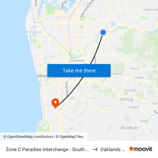 Zone C Paradise Interchange - South East side to Oaklands Park map