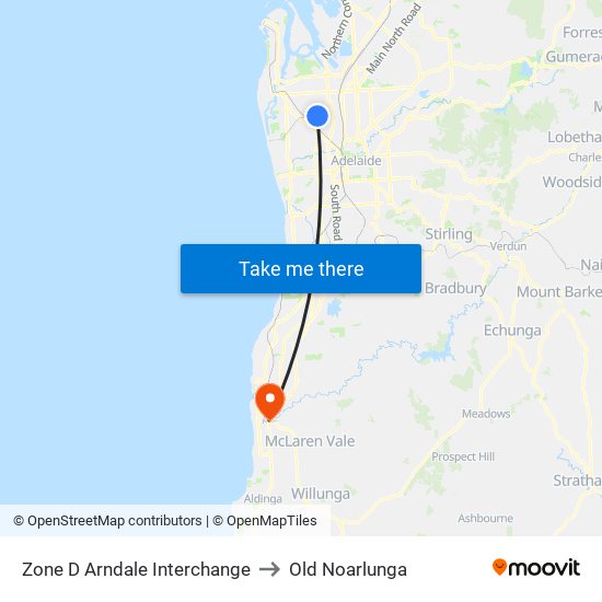 Zone D Arndale Interchange to Old Noarlunga map