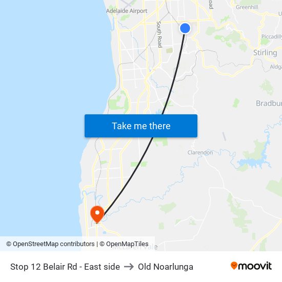 Stop 12 Belair Rd - East side to Old Noarlunga map