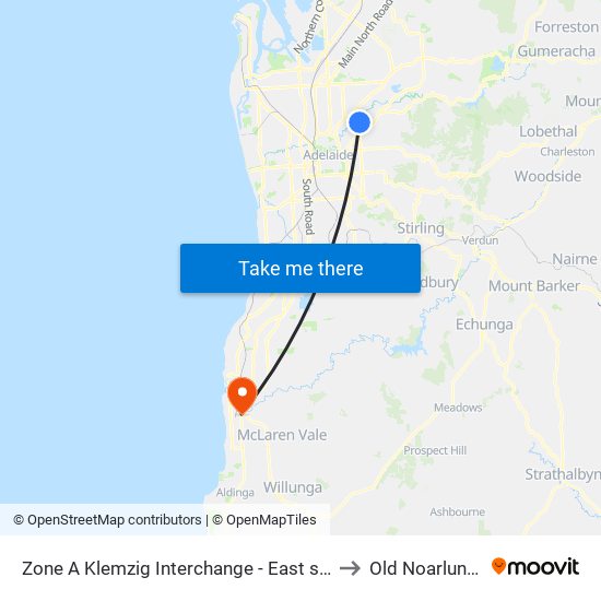 Zone A Klemzig Interchange - East side to Old Noarlunga map