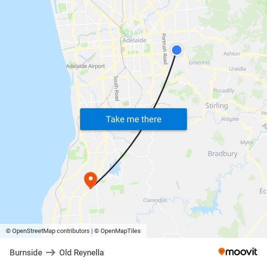 Burnside to Old Reynella map