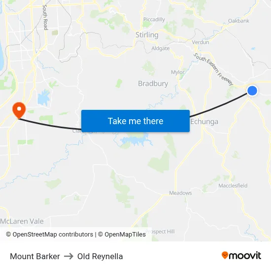 Mount Barker to Old Reynella map