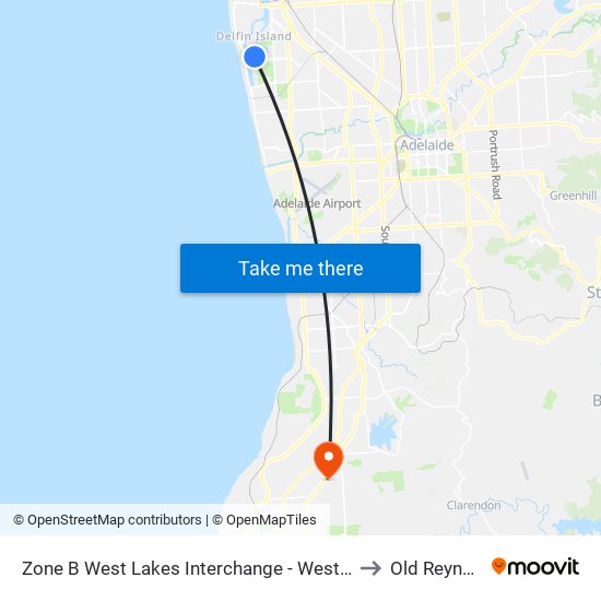 Zone B West Lakes Interchange - West side to Old Reynella map