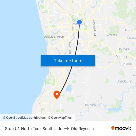 Stop U1 North Tce - South side to Old Reynella map