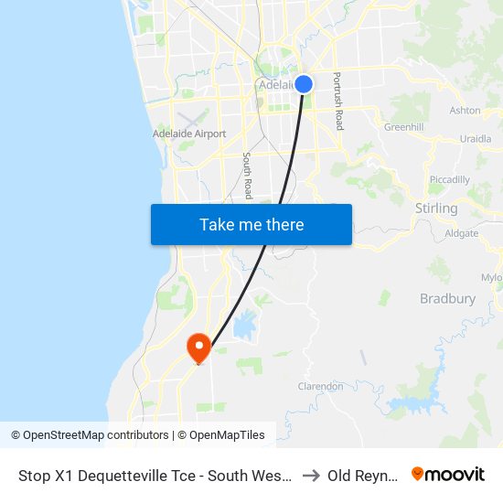 Stop X1 Dequetteville Tce - South West side to Old Reynella map