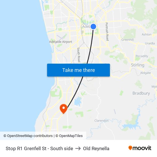 Stop R1 Grenfell St - South side to Old Reynella map