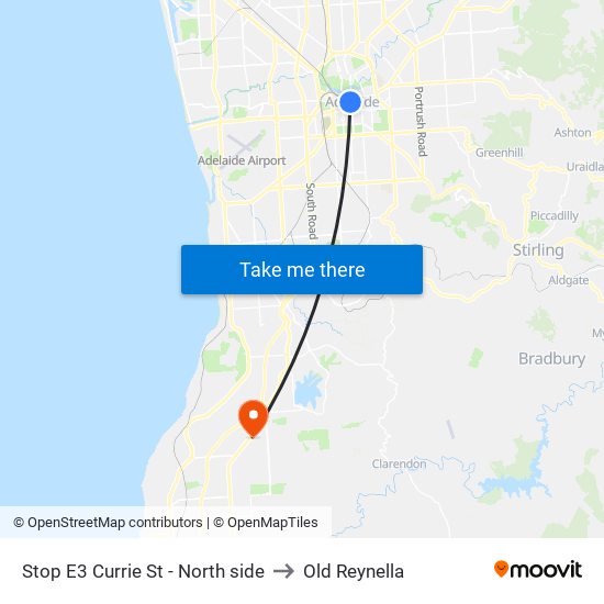 Stop E3 Currie St - North side to Old Reynella map