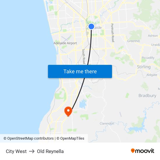 City West to Old Reynella map