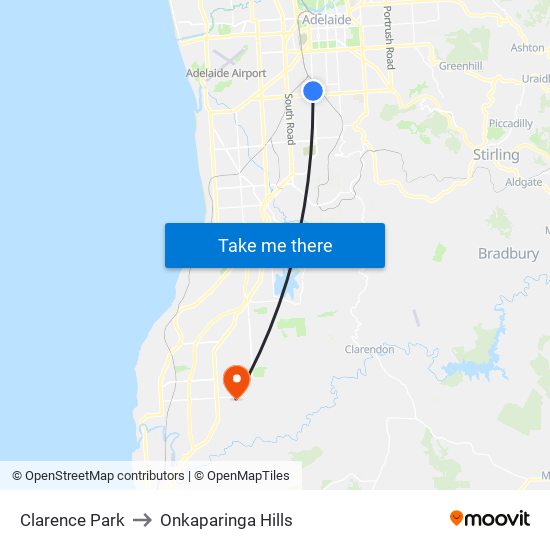 Clarence Park to Onkaparinga Hills map