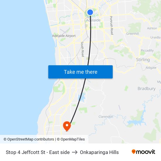 Stop 4 Jeffcott St - East side to Onkaparinga Hills map