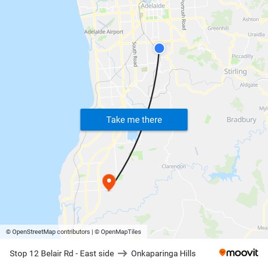 Stop 12 Belair Rd - East side to Onkaparinga Hills map
