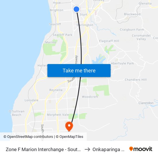 Zone F Marion Interchange - South side to Onkaparinga Hills map