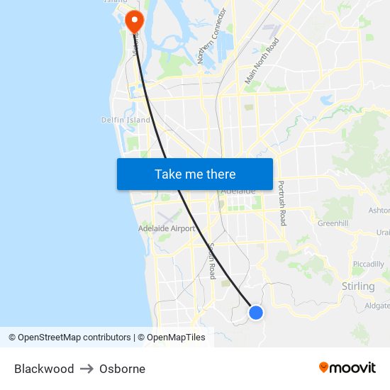 Blackwood to Osborne map