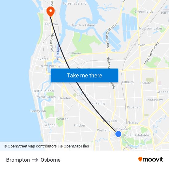 Brompton to Osborne map