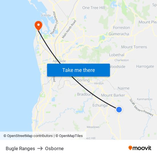 Bugle Ranges to Osborne map