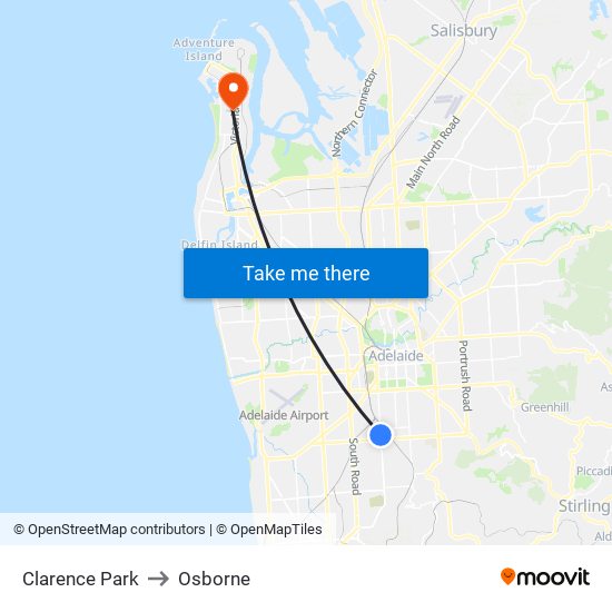 Clarence Park to Osborne map