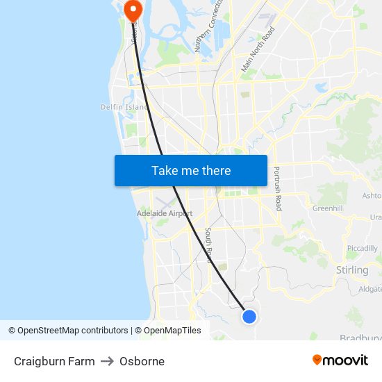 Craigburn Farm to Osborne map