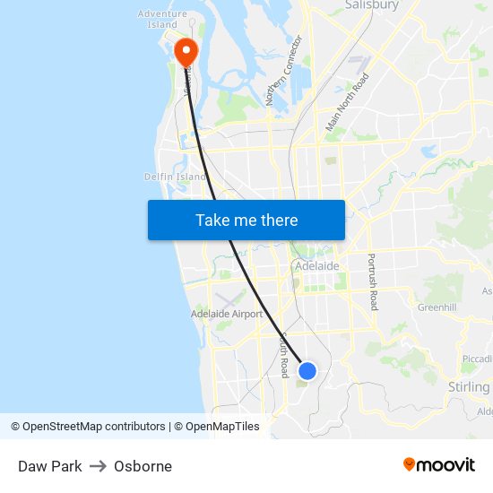 Daw Park to Osborne map