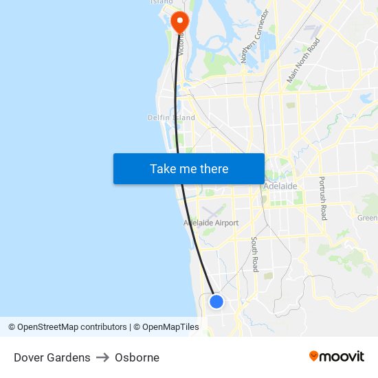 Dover Gardens to Osborne map