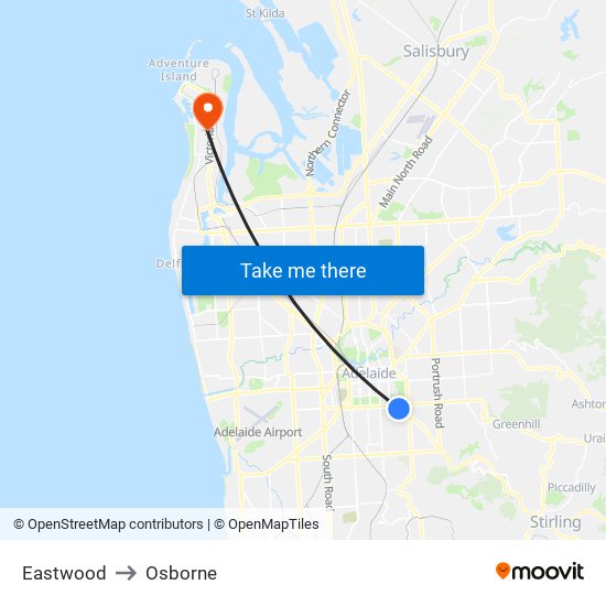 Eastwood to Osborne map