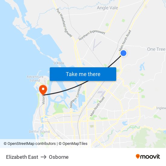 Elizabeth East to Osborne map