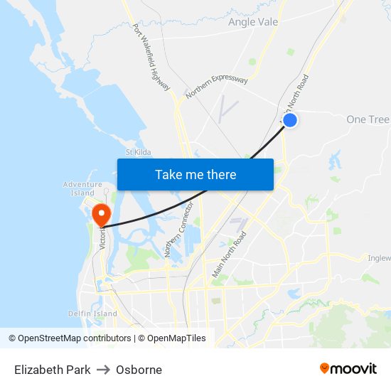 Elizabeth Park to Osborne map