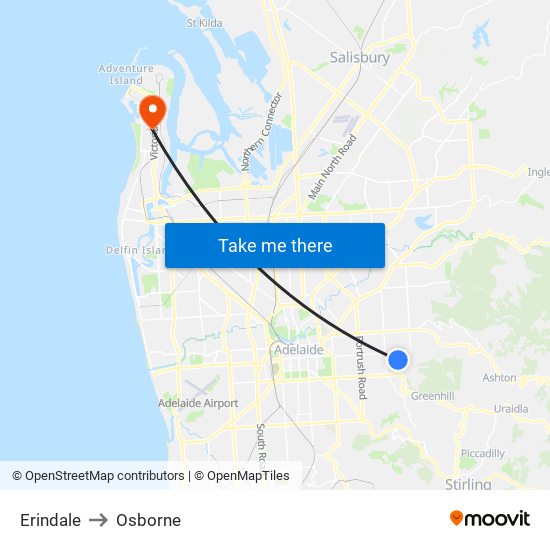 Erindale to Osborne map