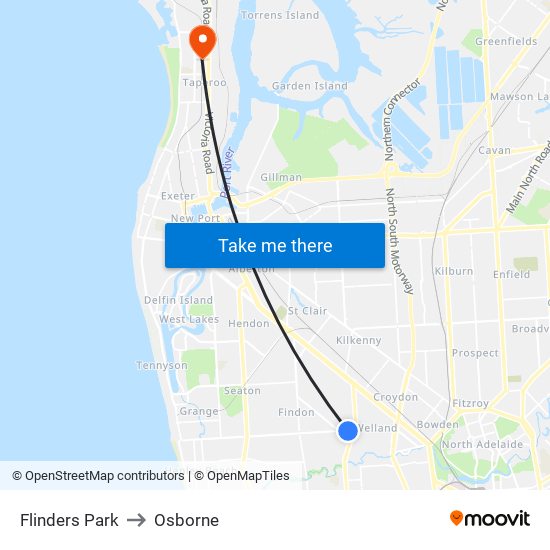 Flinders Park to Osborne map