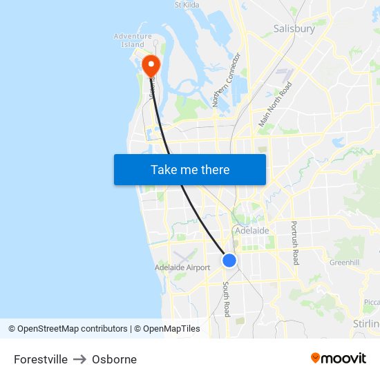 Forestville to Osborne map