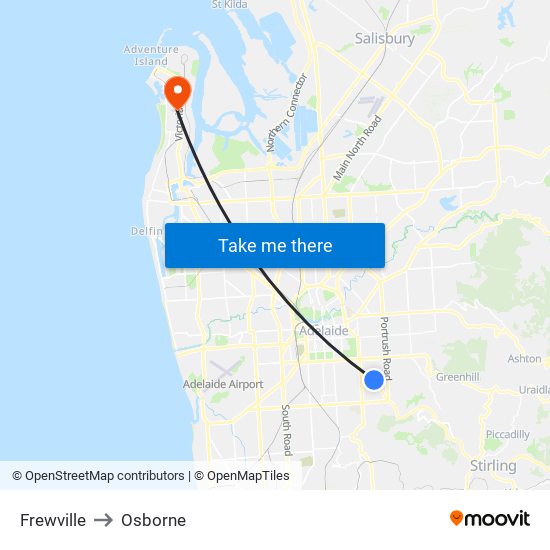 Frewville to Osborne map