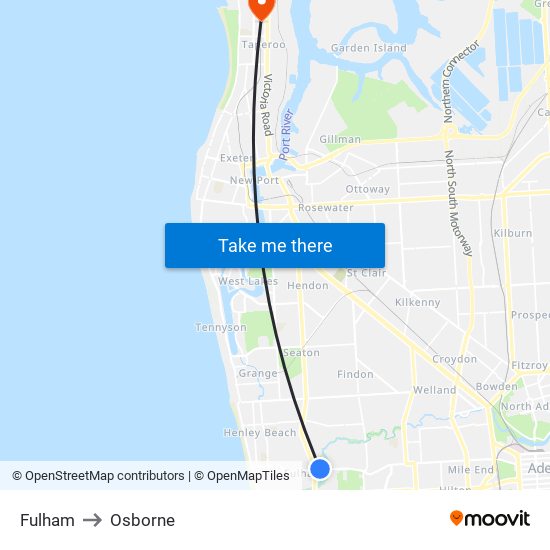 Fulham to Osborne map