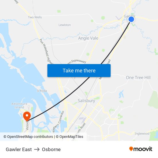 Gawler East to Osborne map