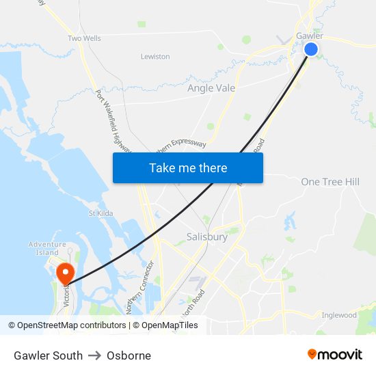 Gawler South to Osborne map